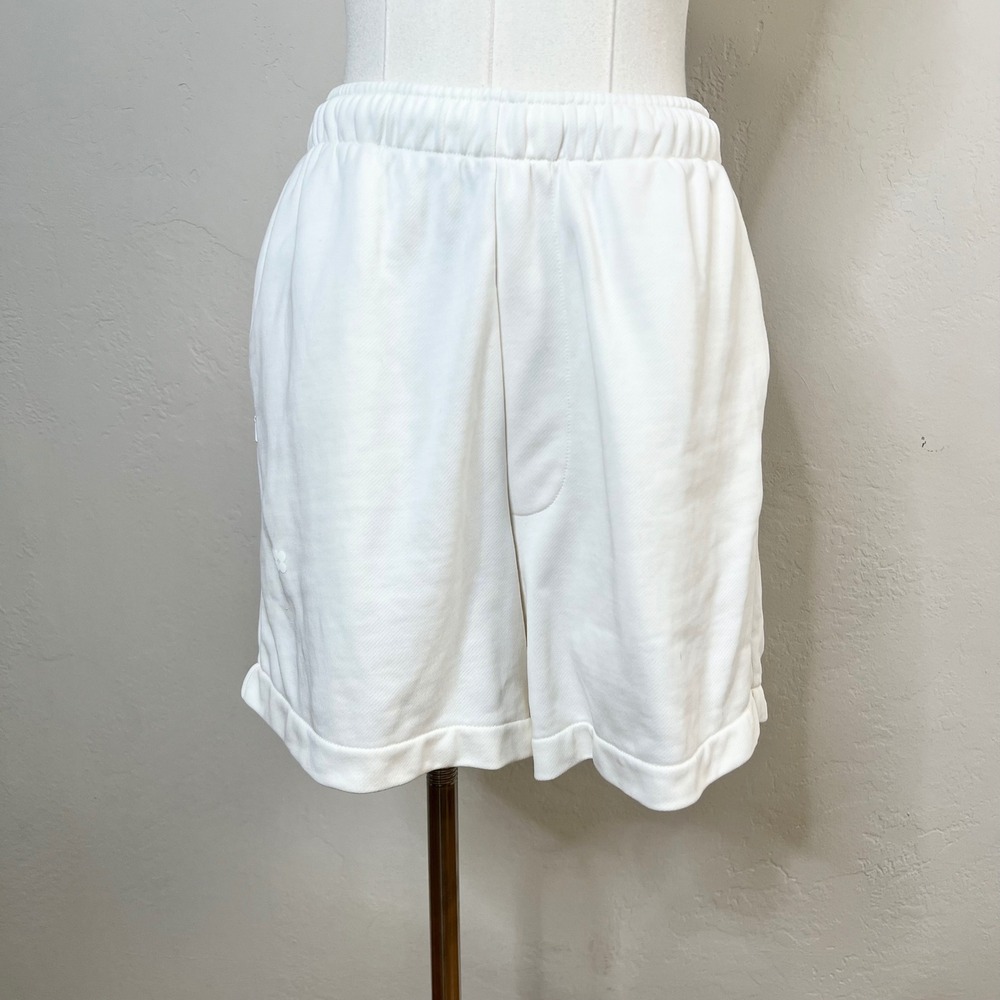 PANGAIA Organic Cotton Sweat Shorts‎ White XS Elastic Waist Zip Pockets